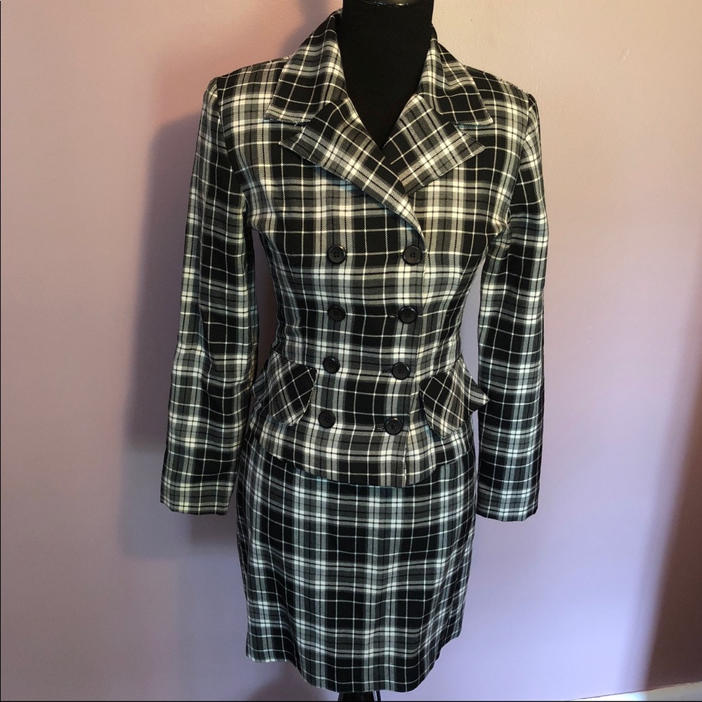 Vintage LaBelle B&W Plaid Skirt Suit Set Sz 3